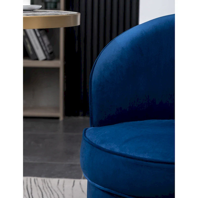 Blue 22  Upholstered Velvet Accent Chair with Swivel Base