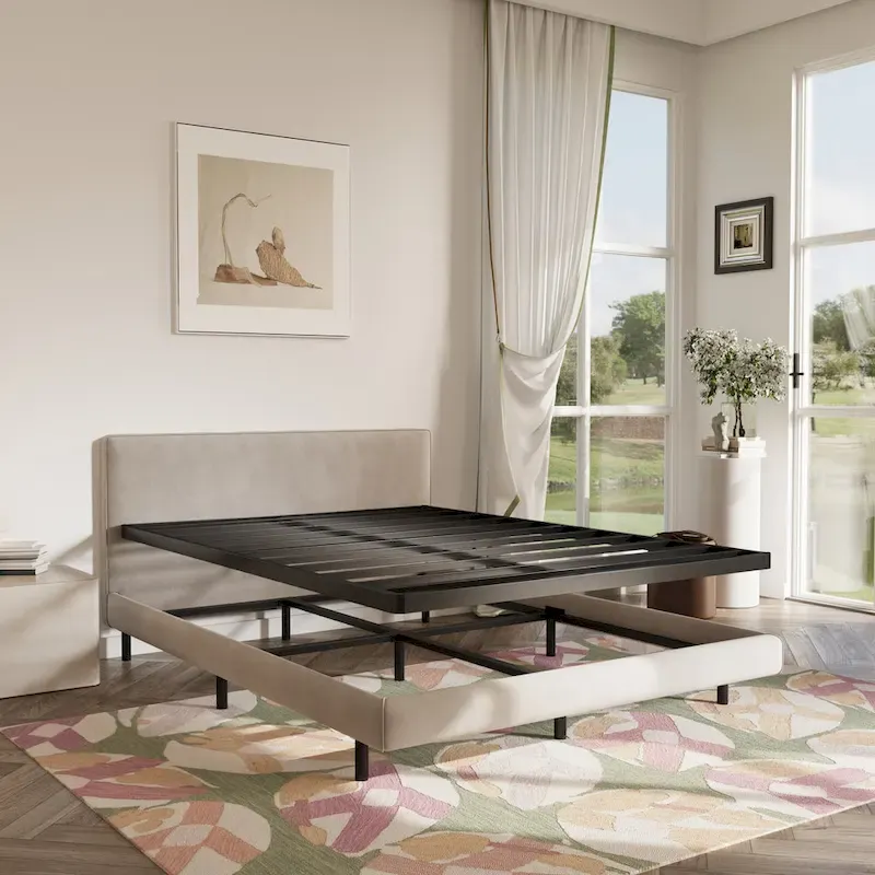 Black Metal Bed Frame, Modern Style, Twin–Cal King, 1–2 Person
