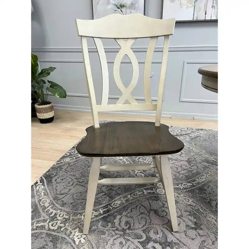 7 Piece Solid wood Two Tone Dark Brown & White Expendable Dining Set