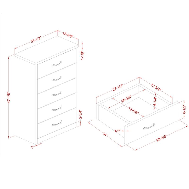 Greer Rustic Walnut and Black Bar 5-Drawer Chest by Furniture of America