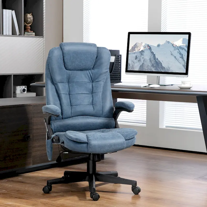 HOMCOM High Back Vibration Massage Office Chair with 6 Vibration Points, Beige