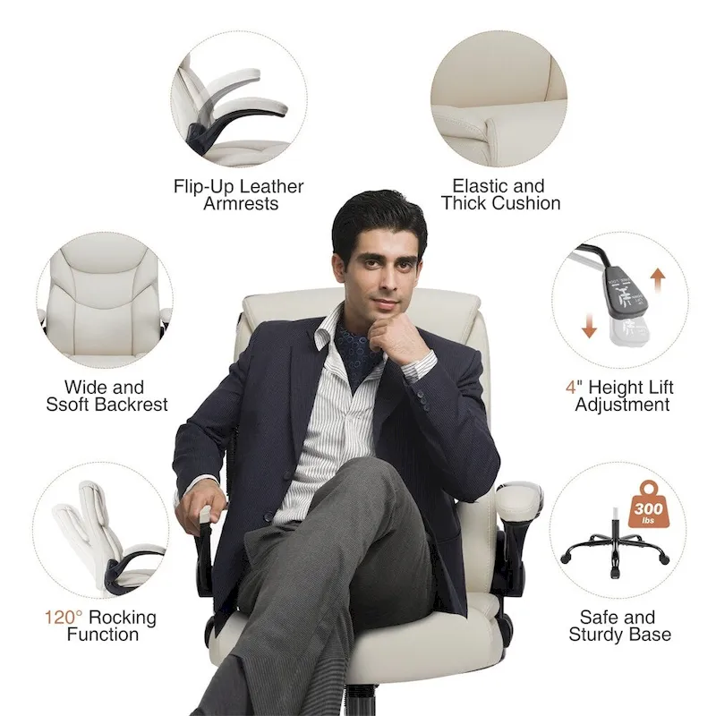 Adjustable Ergonomic Home Office Chair with Flip-Up Armrest - N/A