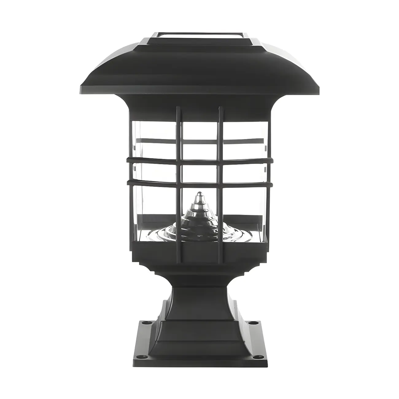 Black Clear Rectangle Solar Outdoor Post Lights