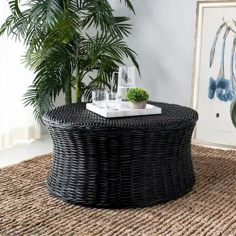 Dark Brown Wicker Ottoman