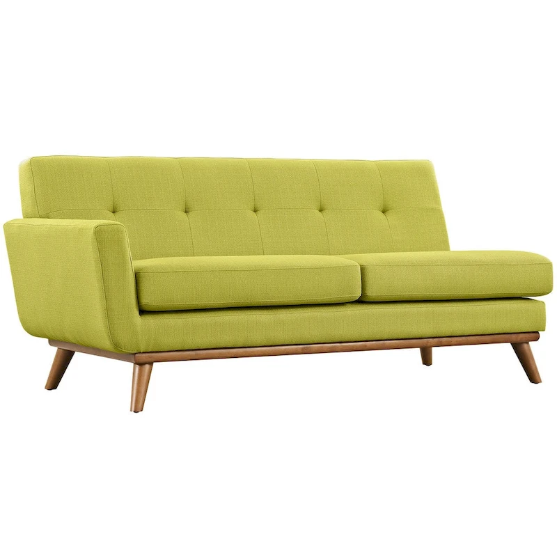 Engage Mid-century Modern Upholstered Fabric Left-arm Loveseat, Azure
