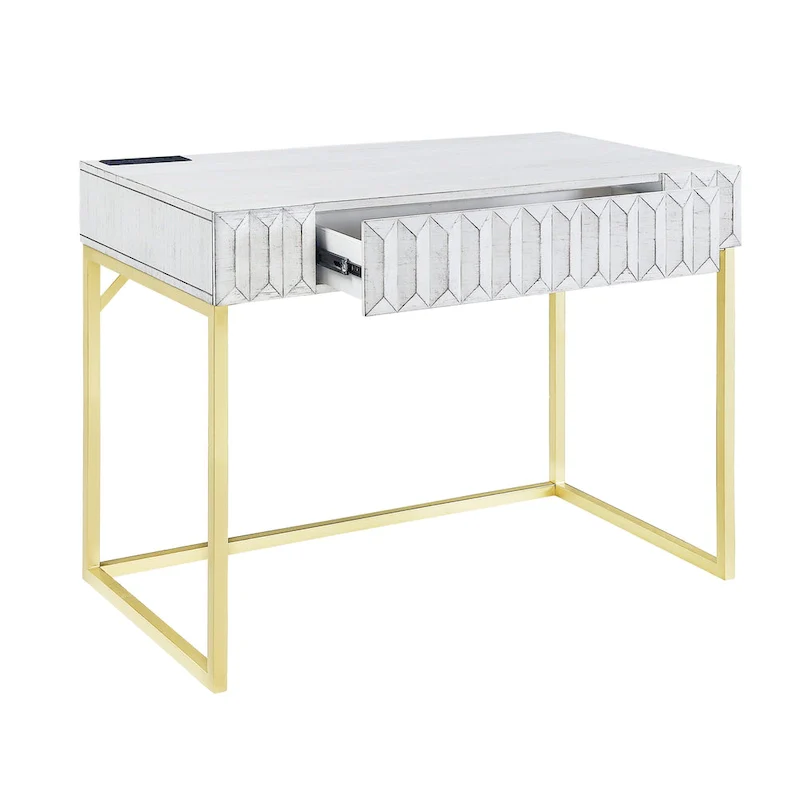 Bird Modern 42-inch Metal Computer Desk with USBs by Furniture of America