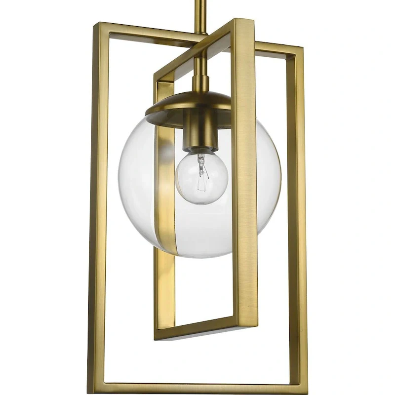 Atwell Collection One-Light Brushed Bronze Clear Glass Luxe Pendant Light - 11.500  x 16.000  x 10.500