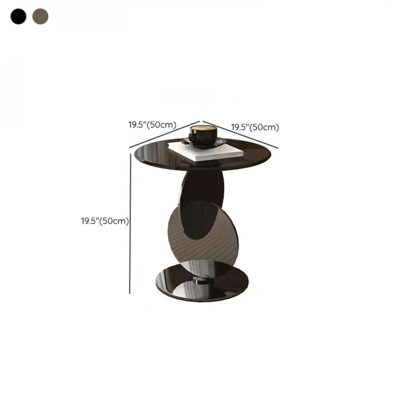 Modern Round Glass Top Stainless Pedestal Side Table