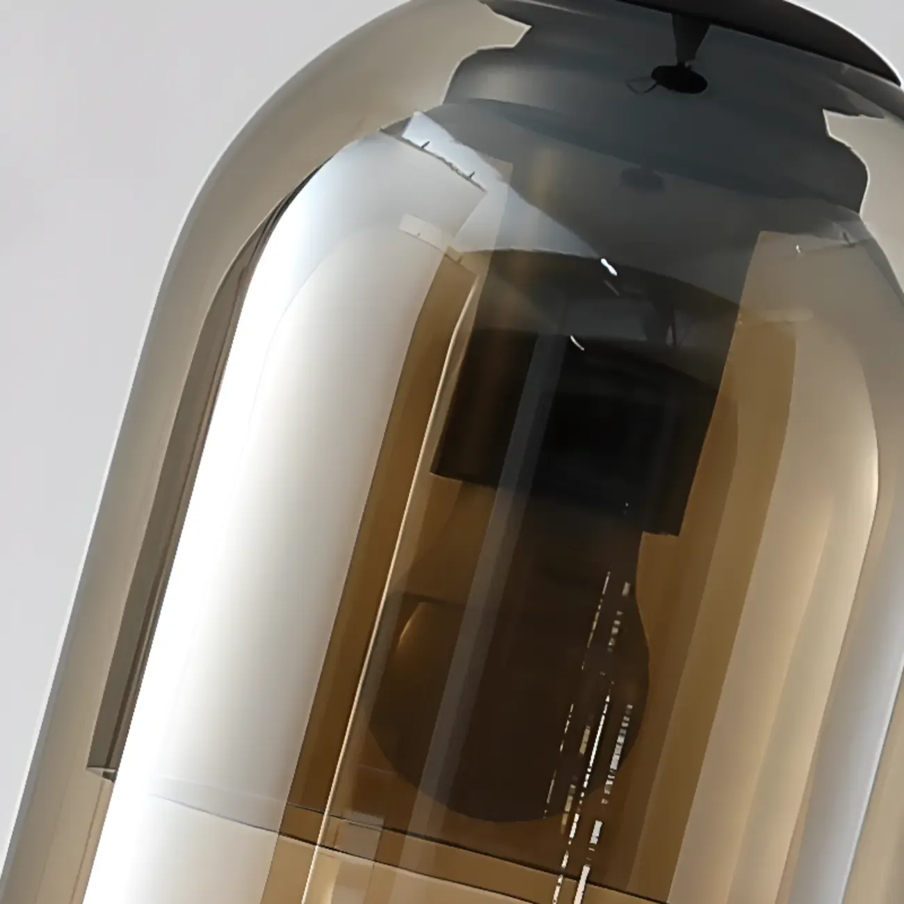 Modern Metal Gray Glass Cylinder Pendant Light