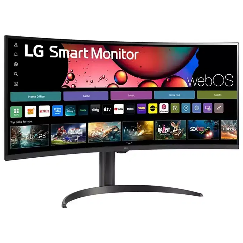 LG 34 Inch Smart Monitor WQHD 1440P Curved Screen 100Hz Adjustable Stand