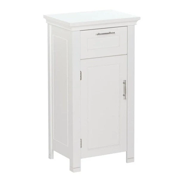 RiverRidge Somerset Single Door Bathroom and Laundry Storage Cabinet with Drawer and Adjustable Shelf - White