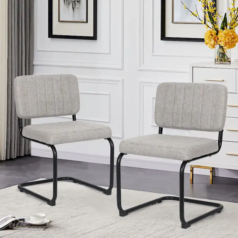 Upholstered Dining Chairs, Set of 2 with Metal Legs