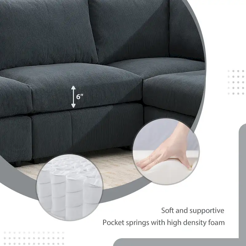 [VIDEO provided][New]93Modern Sectional Sofa with Vertical Stripes,5-Seat Armless Couch Set with Convertible Ottomans,Various C