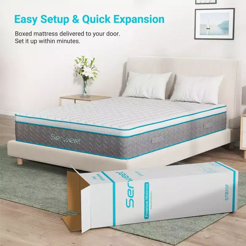 Serweet 14 inch Breathable Bamboo Charcoal Hybrid Mattress King