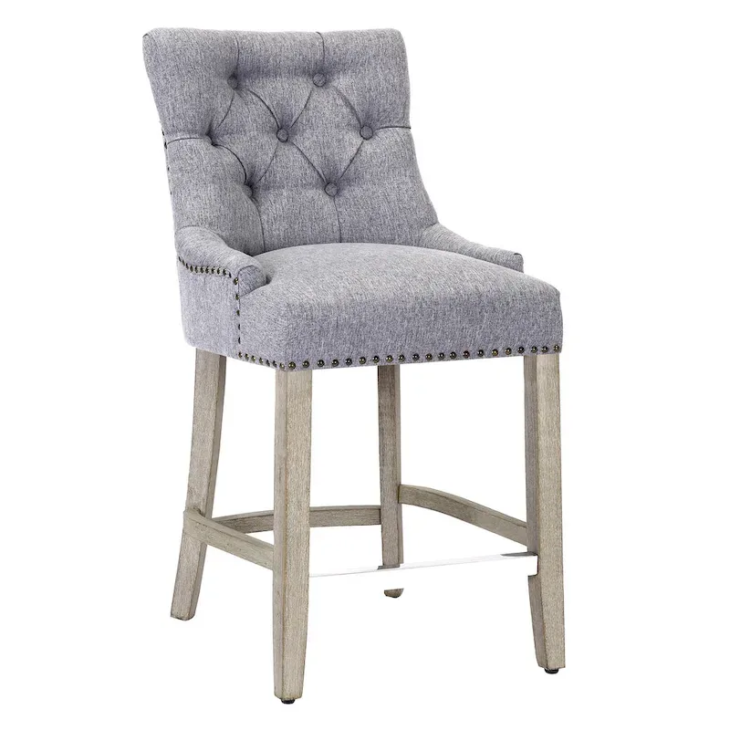 Upholstered Button Tufted Counter Bar Stool