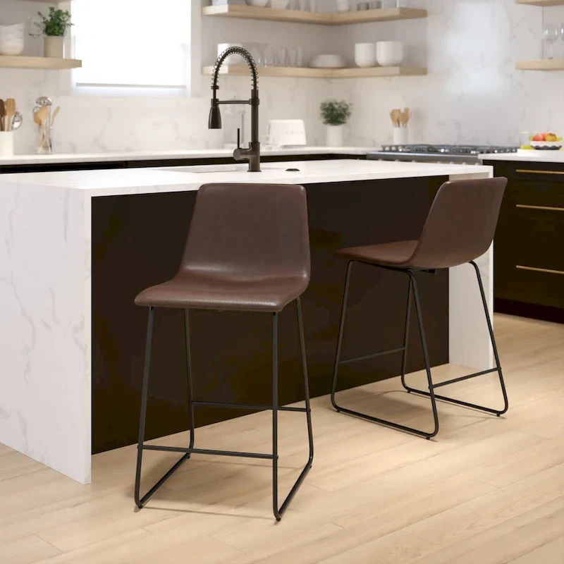 Upholstered Counter Height Modern Dining Stools (Set of 2)