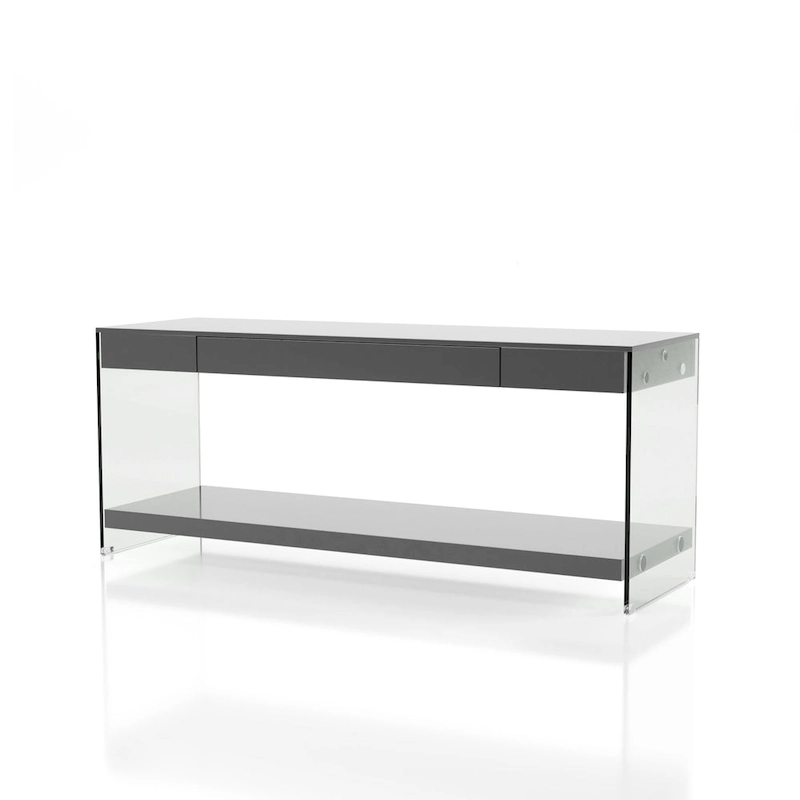 Takamura Modern 60-inch Glass 1-Shelf 1-Drawer TV Console by Strick & Bolton