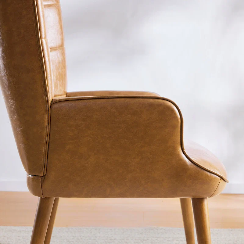 High-back Tufted Accent Chair Set of 2 Cream/ Brown/ Taupe