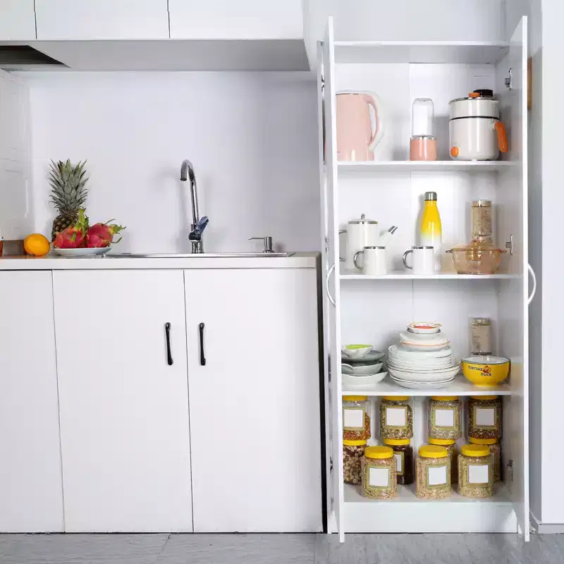 VEVOR Kitchen Pantry Cabinet, 60 Tall Food Pantry Storage Cabinet, 110LBS Freestanding Storage Cabinet Cupboard with 3 Shelves(2 Adjustable)