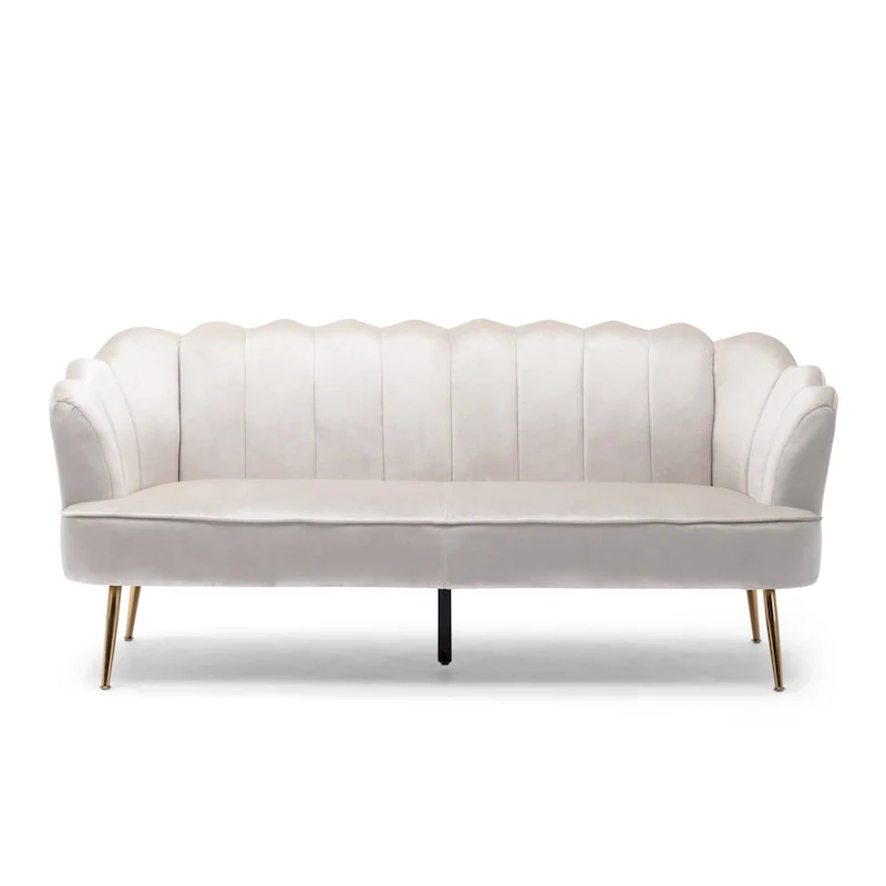Reitz Glam Velvet Shell 3 Seater Sofa by Christopher Knight Home - 76.25 L x 29.25 W x 33.50 H