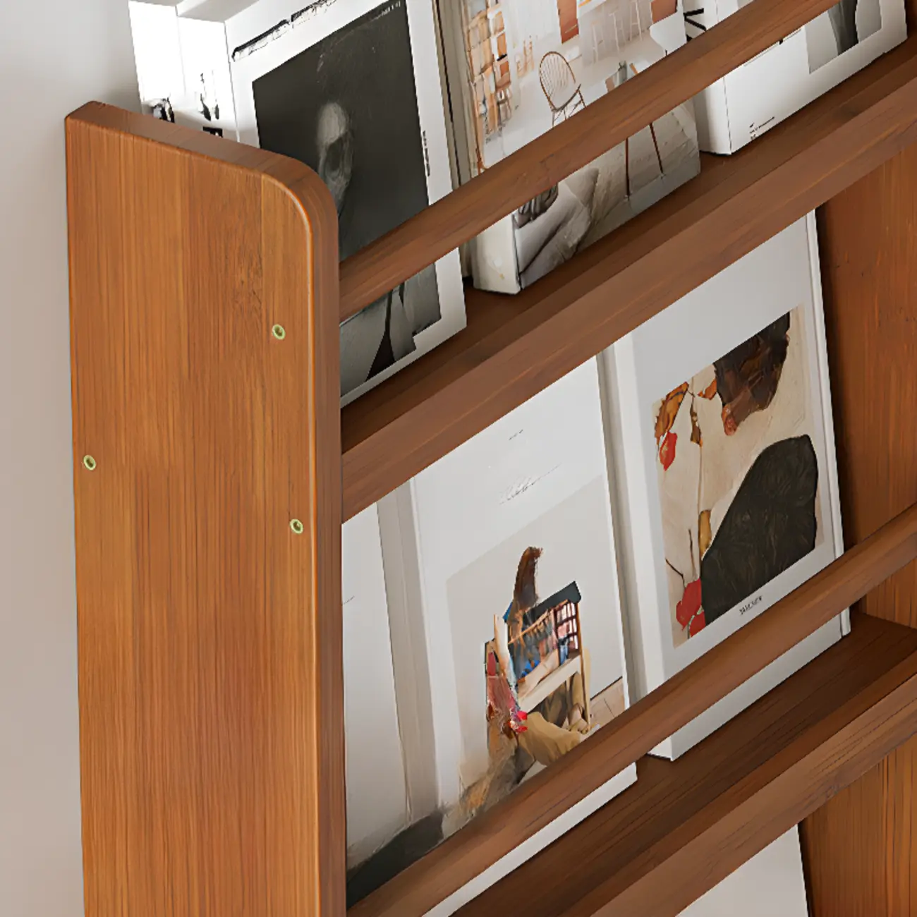 Rustic Brown Oak Bookcase Open Rectangular BookShelves