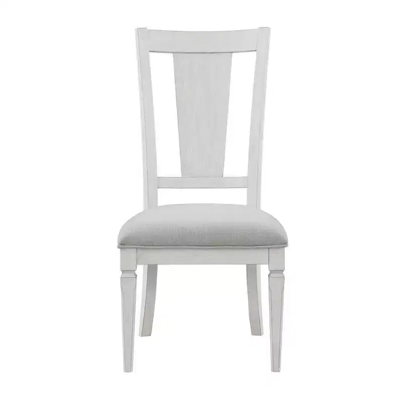 Royal Hampton Kate 24 Inch Side Dining Chair Set of 2, Light Gray Linen, White Wood Frame