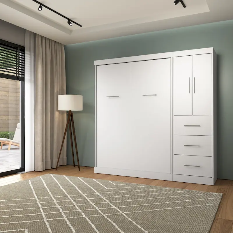 Nebula Full Murphy Bed with Wardrobe (84W) by Bestar