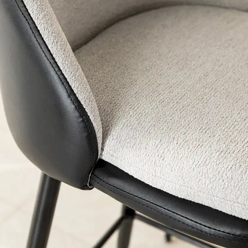 Glitzhome Modern Faux Leather Mixed Chenille Upholstered Swivel High Bar Stools