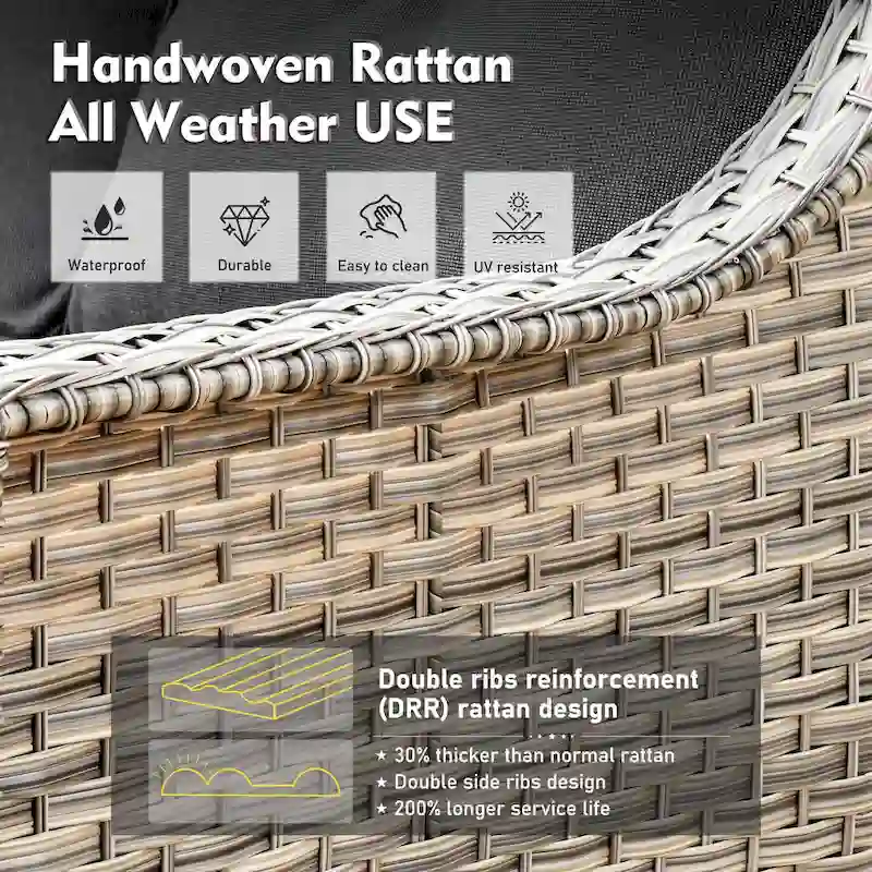 XIZZI 6-piece Patio Wicker Furniture Set with Fire Pit Table