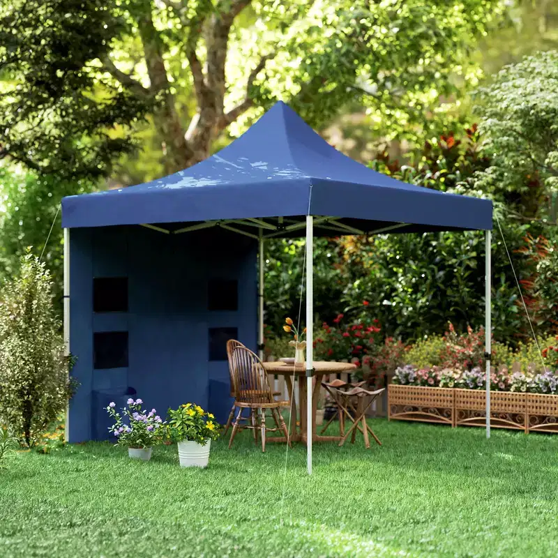 Outsunny 10' x 10' Heavy Duty Pop Up Canopy Tent with Sidewall, UPF50+ Instant Sun Shelter