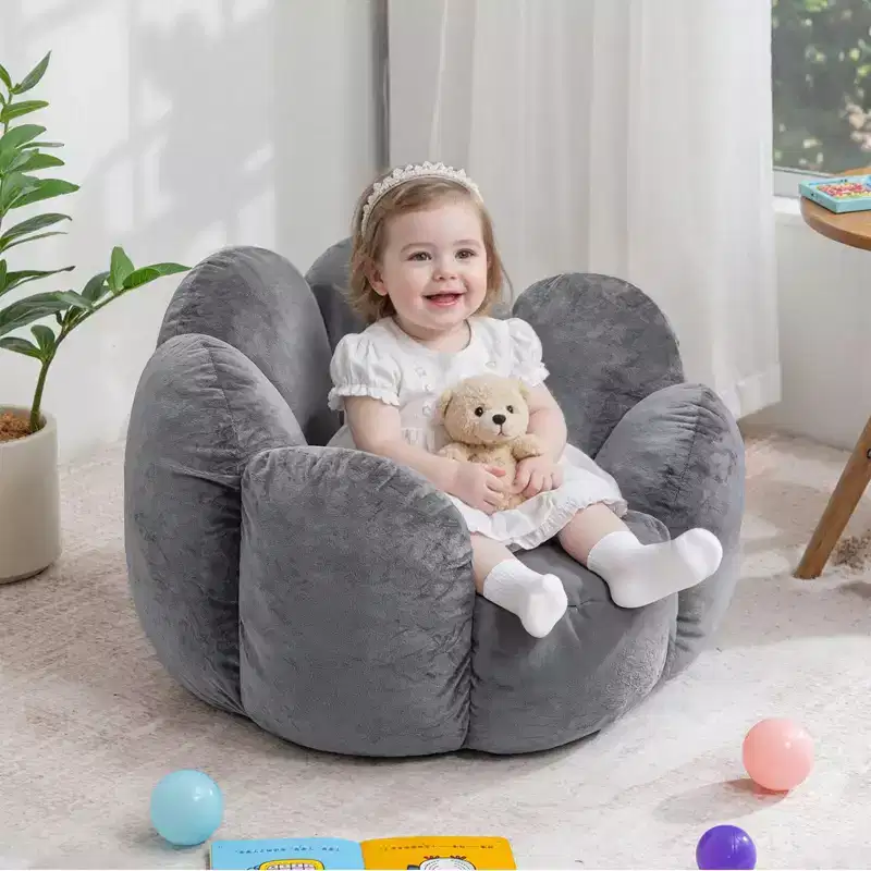 Hommpa Flower Kids Bean Bag Sofa - Soft Velvet Toddler Seat with 3D Petal Design for Bedroom