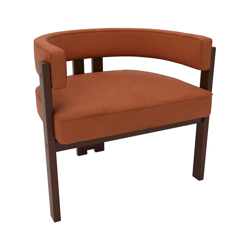 Modern Upholstered Accent Chair with Open Back, Barrel Style