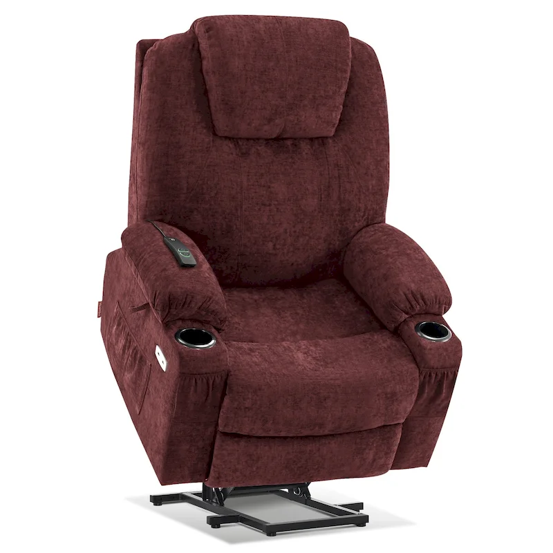 MCombo Large Power Lift Recliner Chair with Massage, Cup Holders, Extended Footrest, Fabric 7516