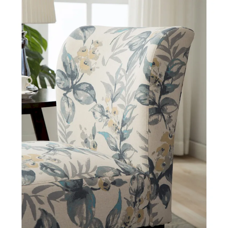 Blue Leaves 29.13  Upholstered Accent Chair with Wood Legs