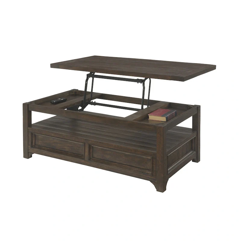 Dark Mocha Lift-Top Coffee Table with 2 Drawers