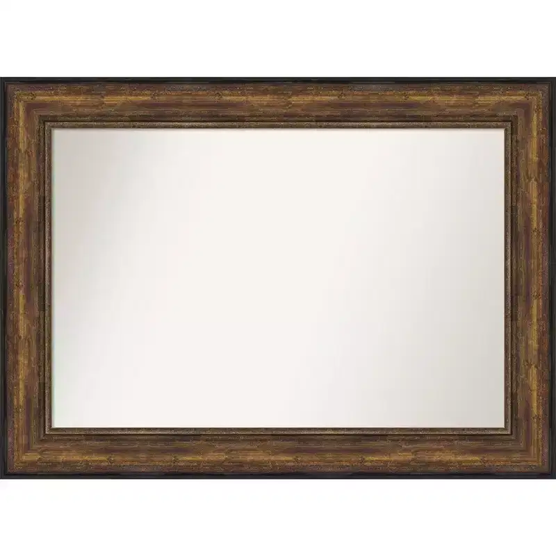 44" x 32" Non-Beveled Ballroom Bronze Wall Mirror - Amanti Art: Polystyrene Frame, Modern Decor