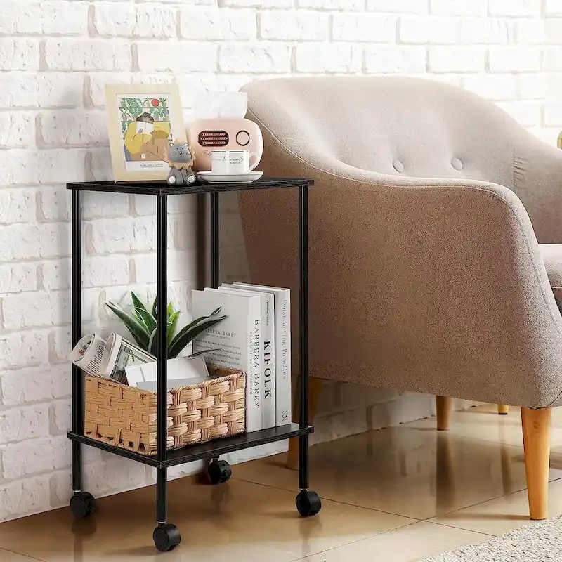 2-Tier Side Table with Wheels