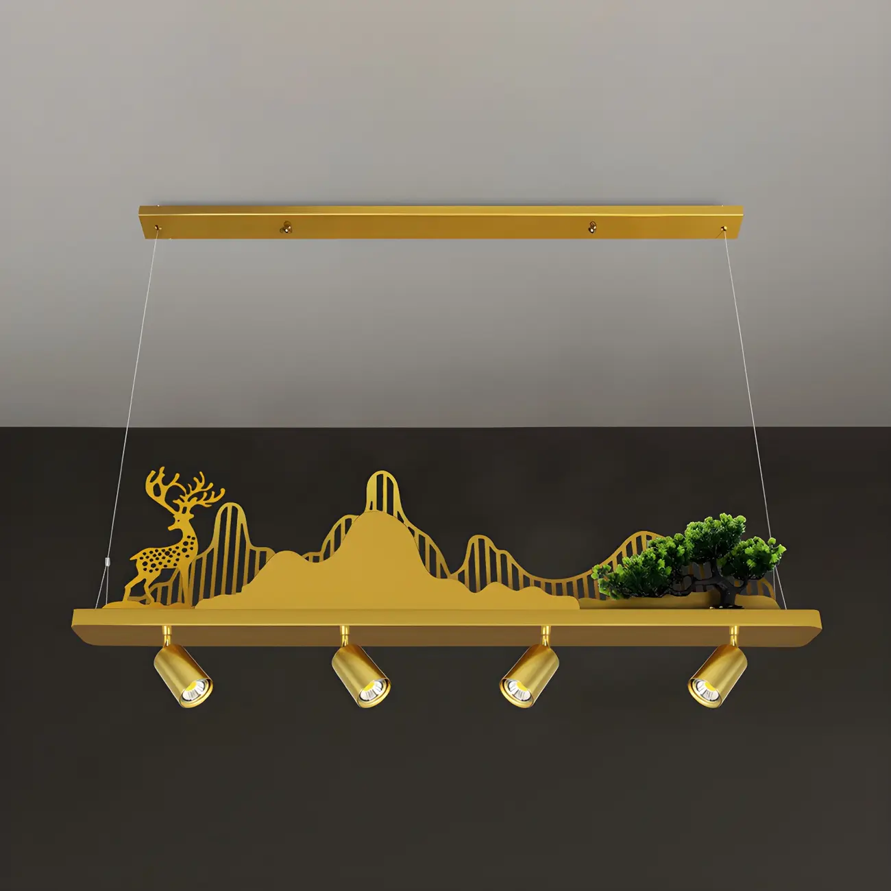 3/4-Light Modern Gold Metal Abstract Island Light