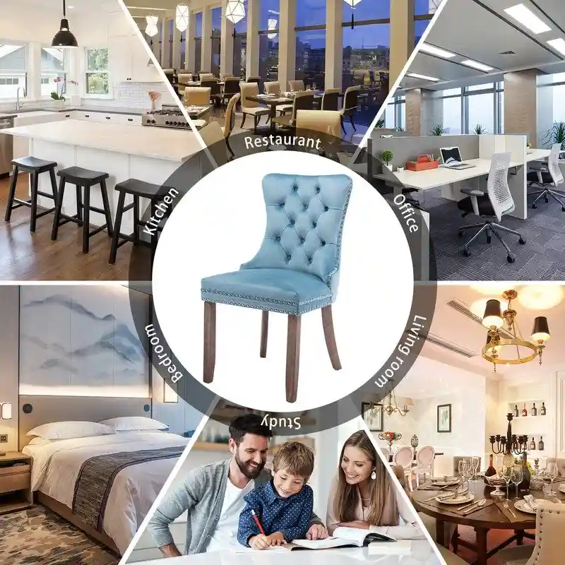 Solid Wood Velvet Upholstered Dining Chair Set of 4