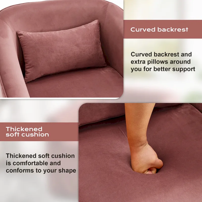 Ouyessir Set of 2 Swivel Barrel Chair 360 Degree Upholstered Accent Chair Fabric Armchair