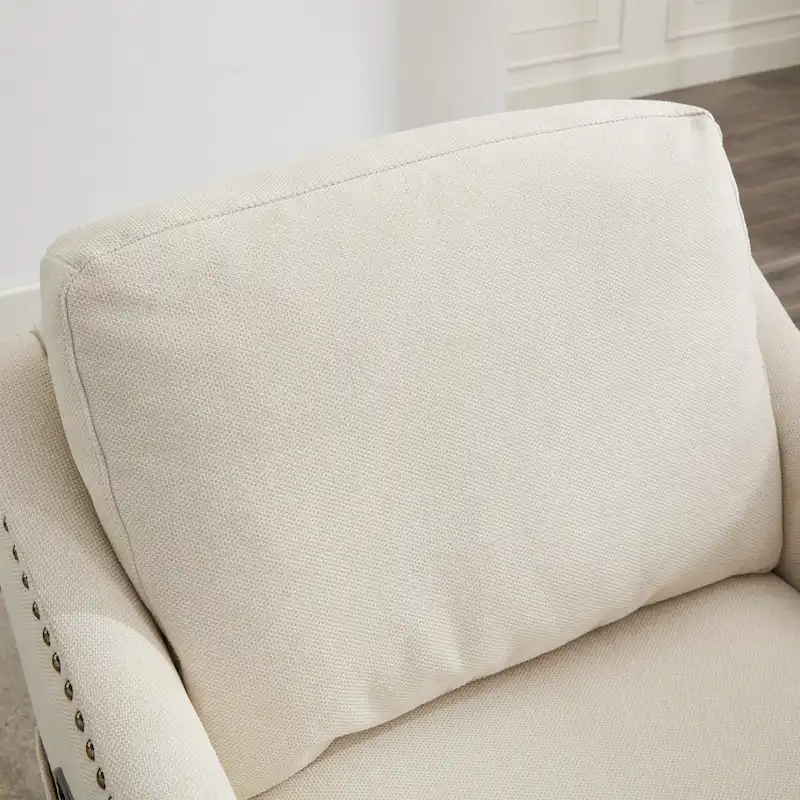 Cream White Modern 30.3  Accent Chair with USB