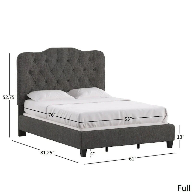 Upholstered Bed with Adjustable Headboard