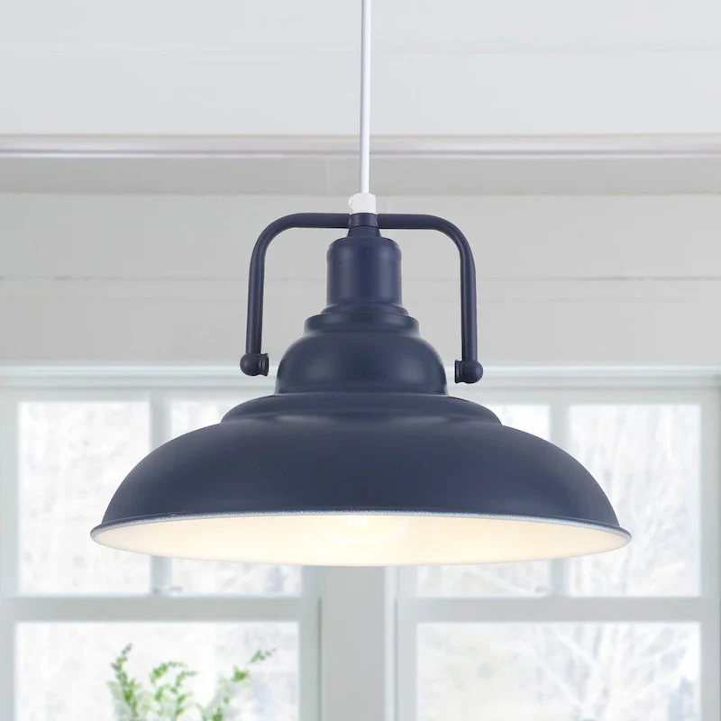 60-Watt 1-Light Pendant Light with Dome Shade for Kitchen Island, Classic Semi Flush Mount Chandelier for Dining Room