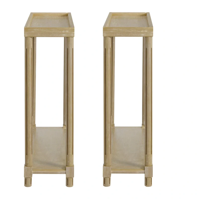 New Ridge Home Goods Harrison Narrow Side Tables, Set of 2, Distressed Oak