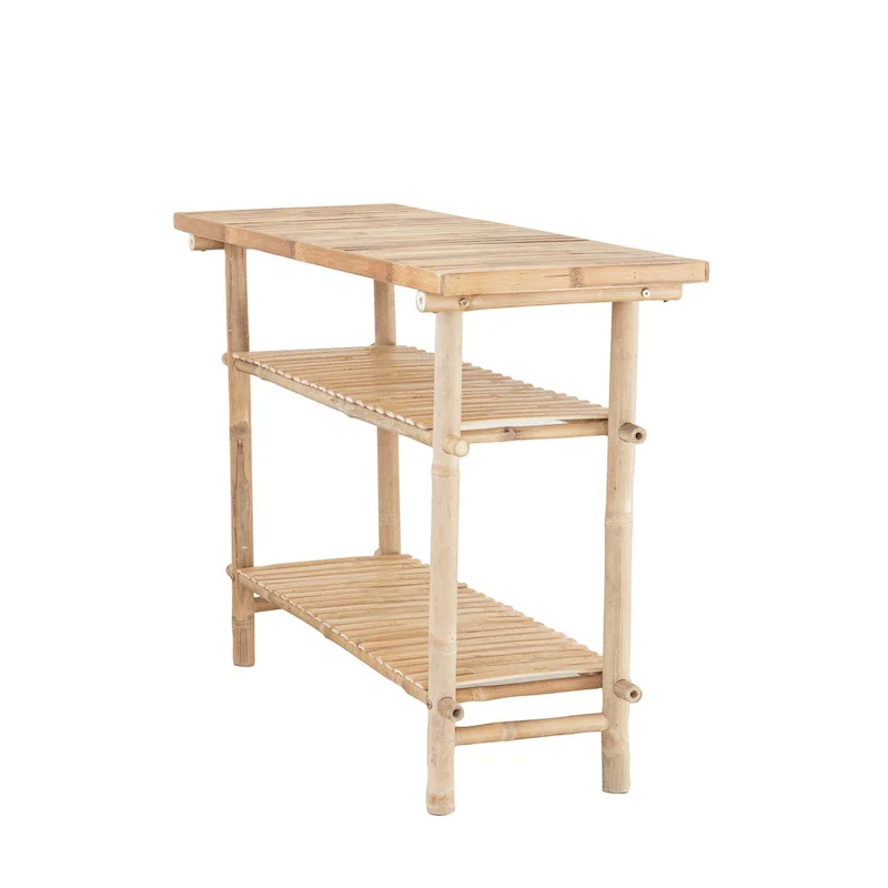 Bamboo Accent Table with 2 Shelves
