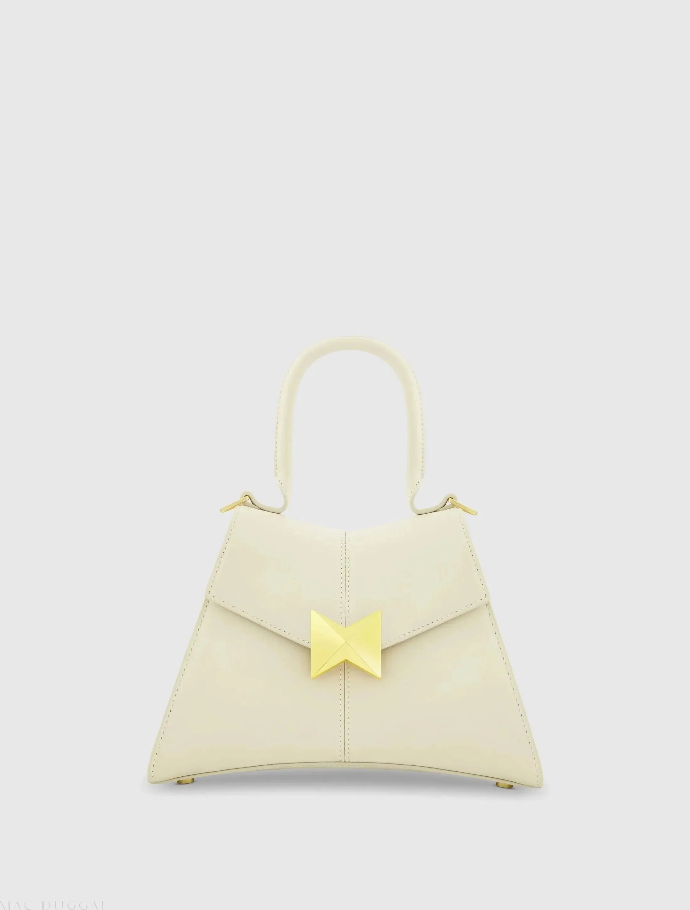 Angular Small Leather Handbag With Gold Hardware