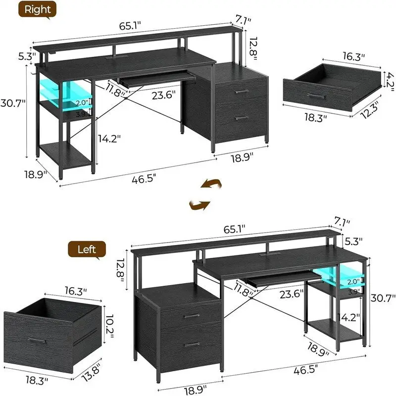 Computer Desk 65 with File Drawer