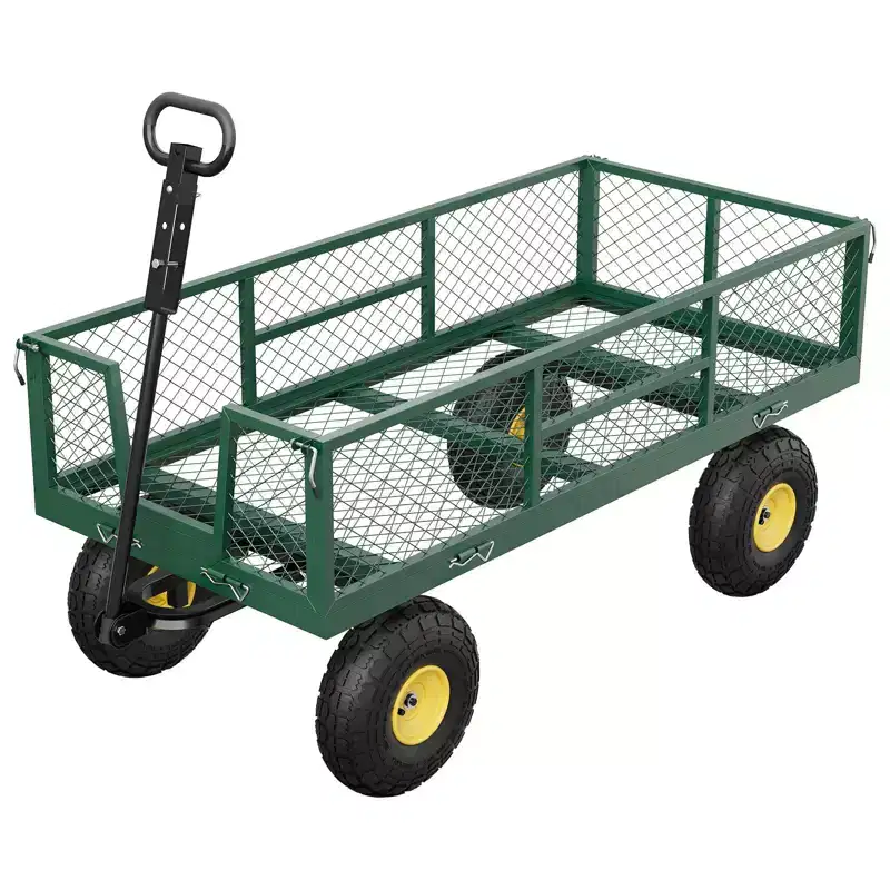 900LBS Heavy Duty Garden Cart - 10 Pneumatic Tires Utility Wagon with Removable Sides (1-Piece)