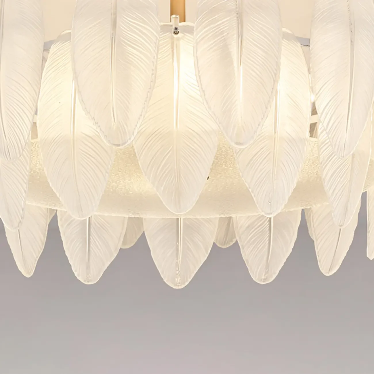 Modern Elegant Feather Glass Semi Flush Ceiling Light