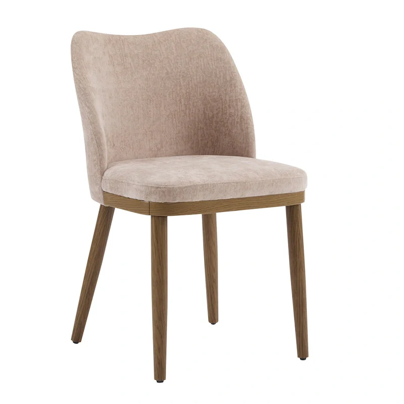 Gray Fabric Upholstered Dining Chair with Wood Frame